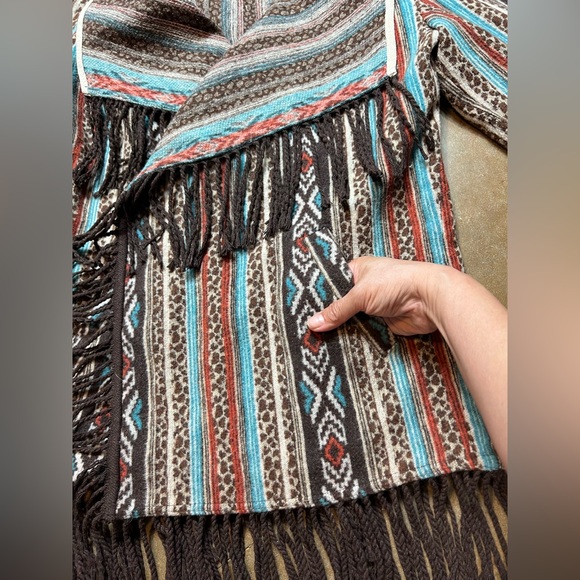 Powder River Ladies Brown Aztec Bohemian wool jacket with fringe, Size Med - Picture 8 of 10